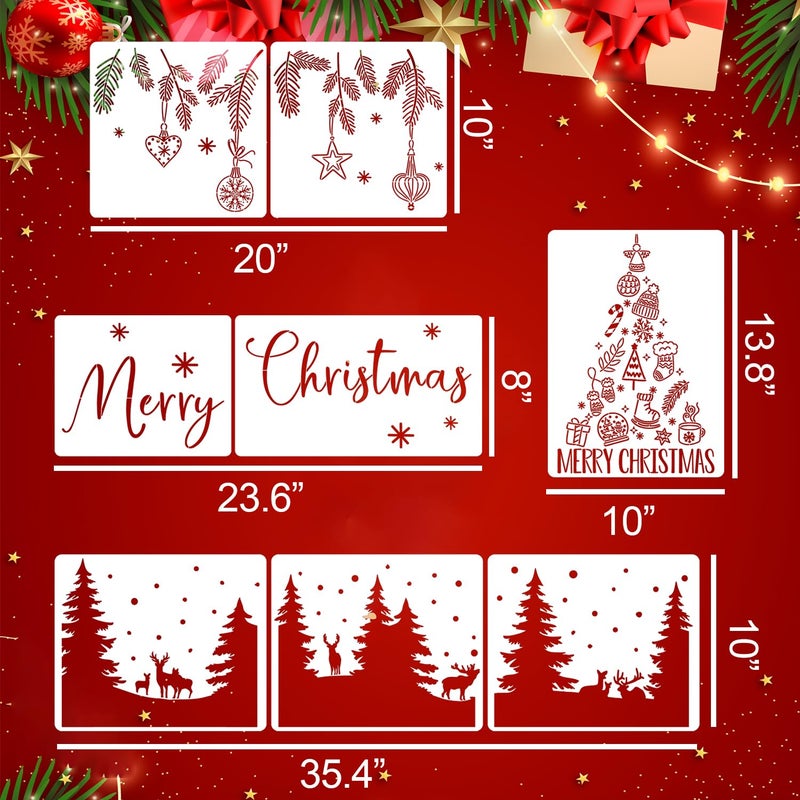 zosylley Christmas Stencils for Window Glass Large Christmas Stencils for Crafts Reusable Xmas Forest Deer Holiday Stencil for Painting on Wood Door Mats Fabrics Decor - Image 2